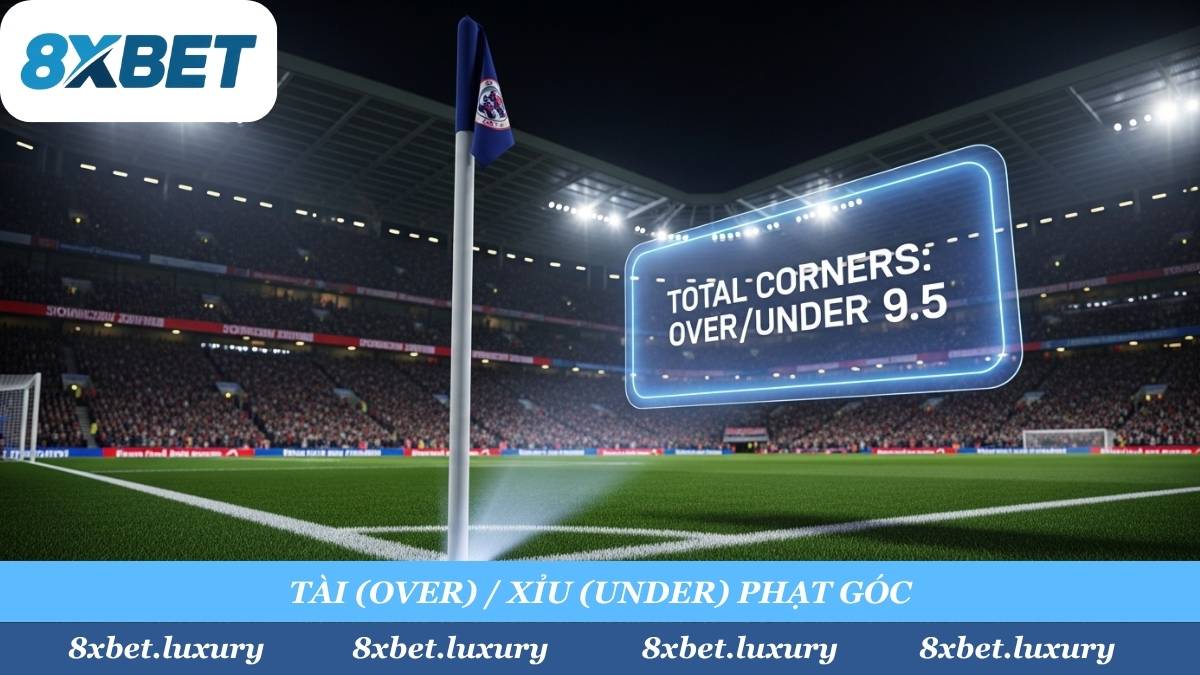 Kèo Tài Xỉu (Over/Under) Phạt Góc là kèo "quốc dân" trong cược góc. Bạn chỉ cần dự đoán tổng số góc cao hơn (Tài) hay thấp hơn (Xỉu) con số nhà cái 8xbet đưa ra.